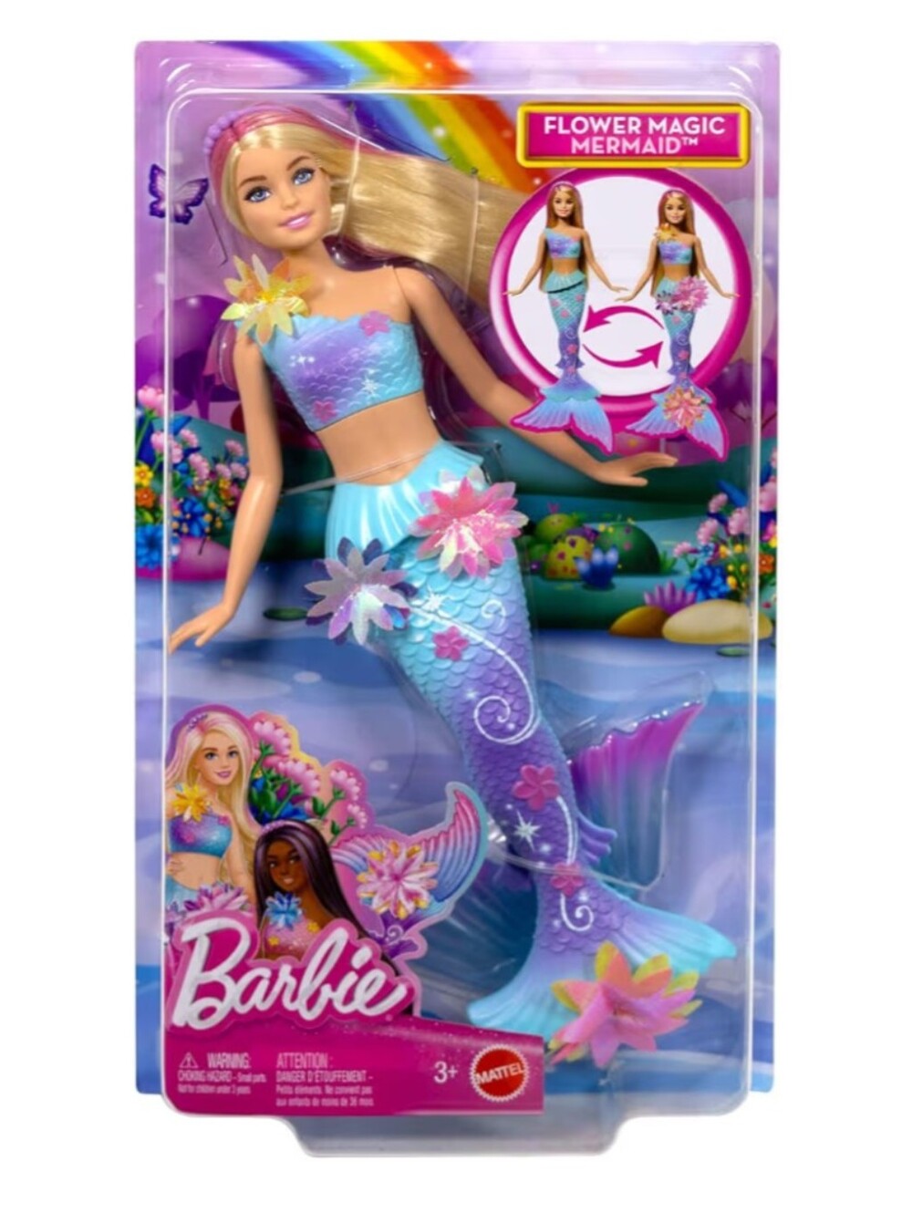 Barbie Flower Magic Mermaid - Blue, Purple & Pink Tail